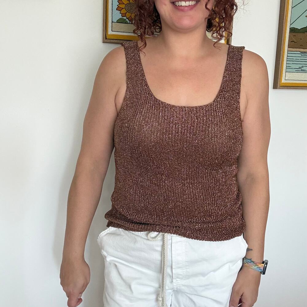 Vintage 80s lurex shiny sweater tank effeci creazioni Medium